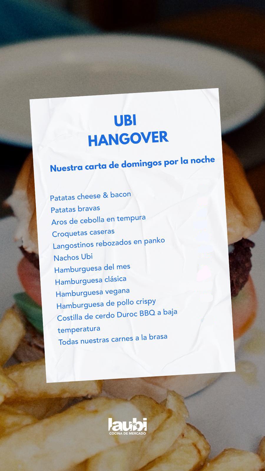 Menú Domingos Noche